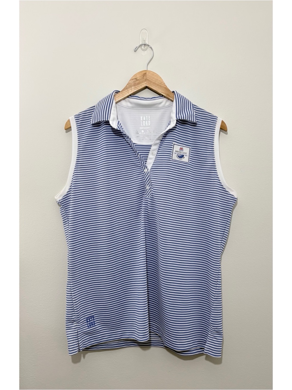 Kate Lord Performance Marathon Classic striped golf polo (XL)